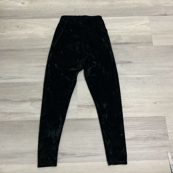 Luxurious Black Velvet Leggings Soft Stretchy Pants Elegant Loungewear - Picture 2 of 6